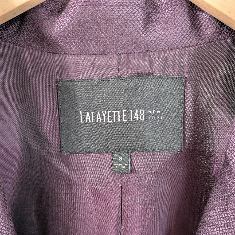 Lafayette Suit 8 Purple Blazer Jacket Midi Dress Wool Silk Work Career Classic - Picture 11 of 15